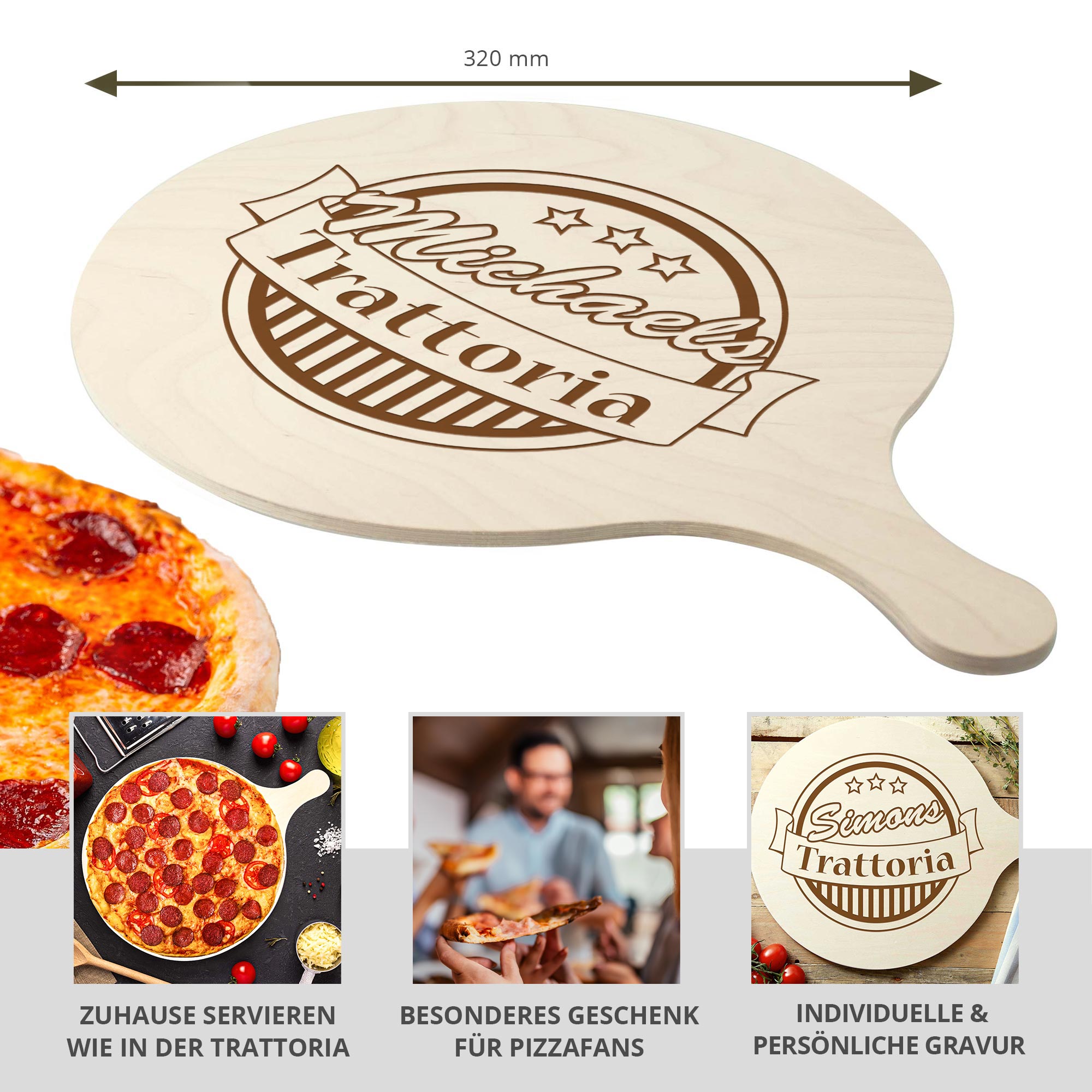 Pizzabrett - Name's - Trattoria - Personalisiert